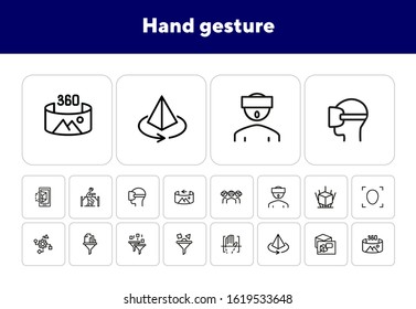 Virtual Reality Icons. Set Of Line Icons. VR Glasses, Face Scanning, Sales Funnel. Computer Reality Concept. Vector Illustration Can Be Used For Topics Like Technology, Computers, Gaming