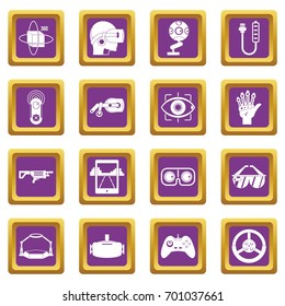 Virtual reality icons set in purple color isolated vector illustration for web and any design