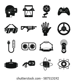 Virtual reality icons set. Simple illustration of 16 virtual reality vector icons for web