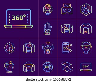 Virtual reality icons set. Technology Augmented Reality, mobile VR. Suitable for banners, mobile application, website, interfaces