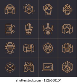 Virtual reality icons set. Technology Augmented Reality, mobile VR. Suitable for print, website and presentation