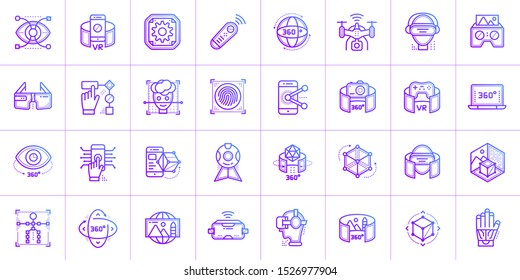 Virtual reality icons set. Technology Augmented Reality, mobile VR. Suitable for banners, mobile application, website, interfaces