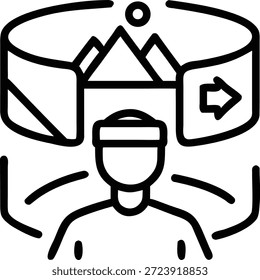 Virtual Reality Icons Set für VR-Technologie, beeindruckende Erfahrung, Metaverse, Gaming und interaktives digitales Design