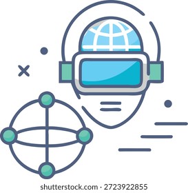 Virtual Reality Icons Set for VR Technology, Immersive Experience, Metaverse, Gaming and Interactive Digital Design