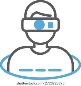 Virtual Reality Icons Set für VR-Technologie, beeindruckende Erfahrung, Metaverse, Gaming und interaktives digitales Design