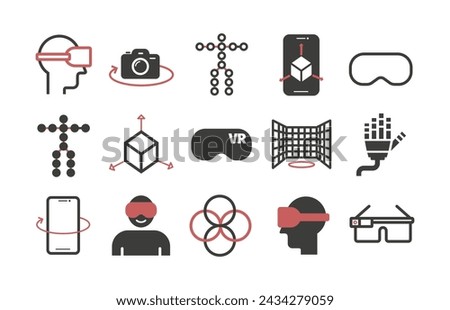 Virtual reality icons. VR. Line icons set. Vector signs for web graphics.