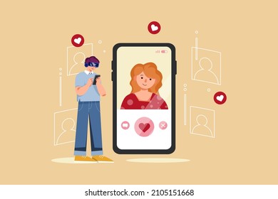 Virtual Reality Illustration concept. Can use for web banner, infographics, hero images. 