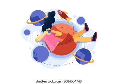 Virtual Reality Illustration concept. Flat illustration isolated on white background