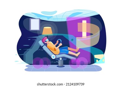 Virtual Reality Illustration Konzept. Flache Illustration einzeln auf weißem Hintergrund.
