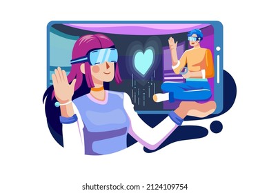 Virtual Reality Illustration concept. Flat illustration isolated on white background.