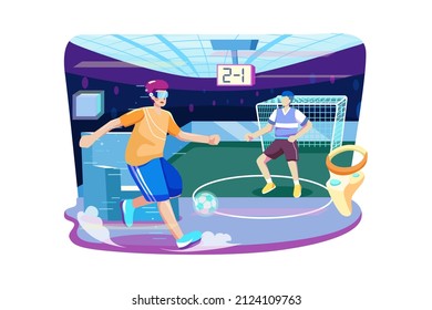 Virtual Reality Illustration concept. Flat illustration isolated on white background.