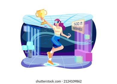 Virtual Reality Illustration concept. Flat illustration isolated on white background.