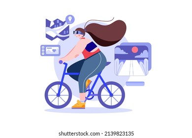 Virtual Reality Illustration Konzept. Flache Illustration einzeln auf weißem Hintergrund.