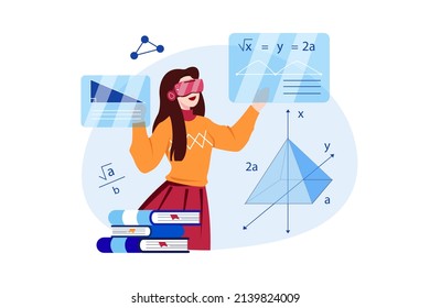 Virtual Reality Illustration concept. Flat illustration isolated on white background.