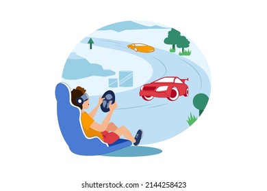 Virtual Reality Illustration concept. Flat illustration isolated on white background