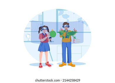 Virtual Reality Illustration concept. Flat illustration isolated on white background