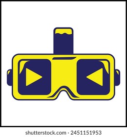 virtual reality illustration vector design with yellow and blue colors and simple style. suitable for logos, icons, posters, advertisements, banners, companies, t-shirt designs, stickers, websites.