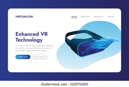 Virtual Reality Illustration Web Design Concept