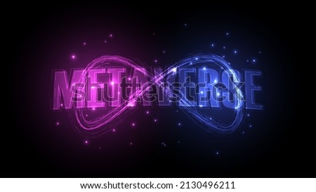 Virtual Reality, Infinity Symbol with Metaverse technology concept abstract background.