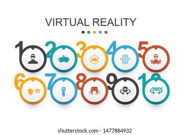virtual reality Infographic design template VR helmet, Augmented reality, 360° view, VR controller simple icons