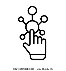 Virtual Reality Interaction Vector Line Icon Design
