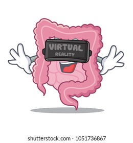 With virtual reality intestine mascot cartoon style