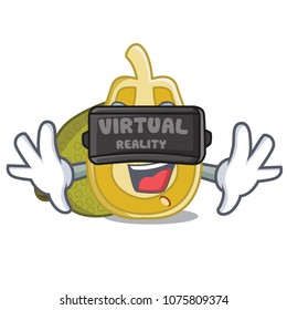 Virtual reality jackfruit mascot cartoon style