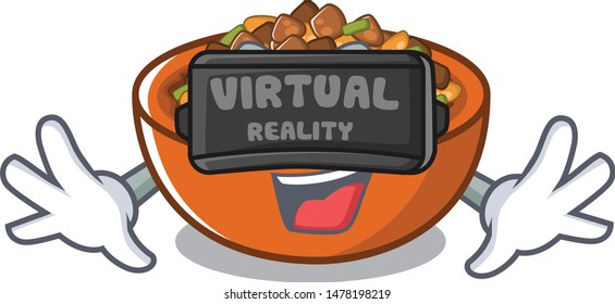 Virtual reality kung pao chicken in character shape