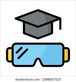 Virtual Reality Learning Icon Element For Design