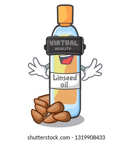 Virtual reality lenseed oil in a cartoon glass
