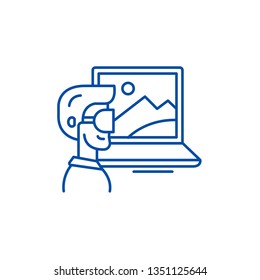 Virtual reality line icon concept. Virtual reality flat  vector symbol, sign, outline illustration.