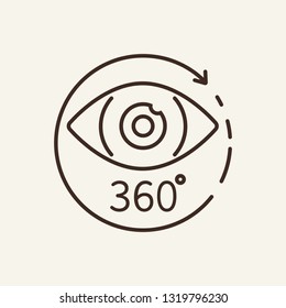 Virtual reality line icon. Eye in circle on white background. Mobile app concept. Vector illustration can be used for topics like technology, modern world, gadget