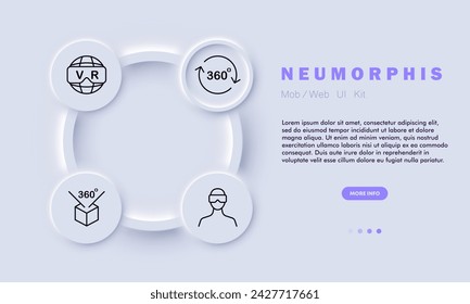 A virtual reality line icon. Immersive, interactive, gaming, entertainment, simulation, futuristic. Neomorphism style. Vector line icon for business and advertising