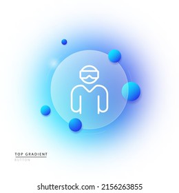 Virtual reality line icon. A man in 3d glasses, a film with effects, a computer game with augmented reality. Technology concept. Glassmorphism style. Vector line icon for Business and Advertising