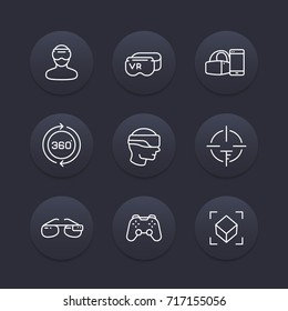 virtual reality line icons set