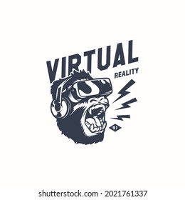virtual reality logo black and white