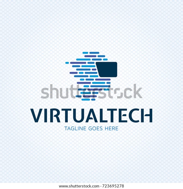 Virtual Reality logo design template. Vector VR\
logotype illustration with electronic 3d glasses headset. Graphic\
cyber space technology and games device icon symbol. Head mounted\
display emblem