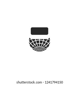 Virtual reality logo global futuristic VR glasses gadget, concept design template. Graphic cyberspace technology and games device logotype. Hi-tech globe icon.