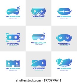 Virtual reality logo set graphic illustration design vector logo brand.