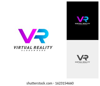 Virtual Reality logo template design vector, VR Letter Logo Design with Creative Modern Trendy Typography, Icon symbol