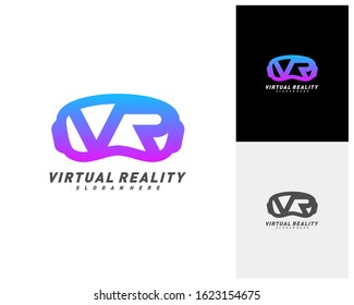 Virtual Reality logo template design vector, VR Letter Logo Design with Creative Modern Trendy Typography, Icon symbol