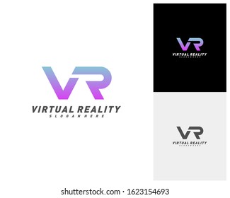 Virtual Reality logo template design vector, VR Letter Logo Design with Creative Modern Trendy Typography, Icon symbol