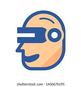 Virtual reality logo template, vector gaming icon, VR face illustration design