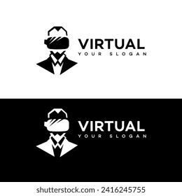 virtual reality logo vector design