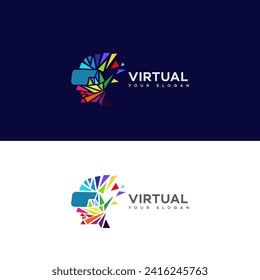 virtual reality logo vector design