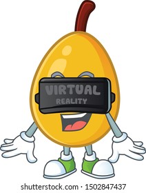 Virtual reality loquat cartoon mascot for diet food.
