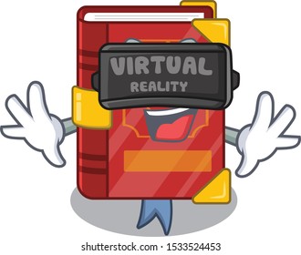 Virtual reality magic spell book isolated in character