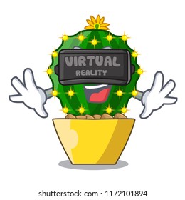 Virtual reality mammillaria compressa cactus isolated on the cartoon