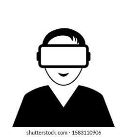 Virtual reality man with black glasses on a white background, vector
