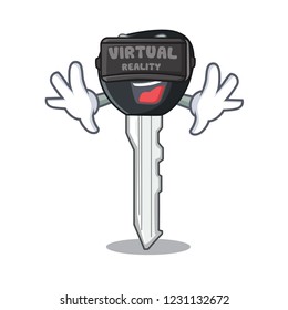 Virtual reality mascot ilustration featuring on car key